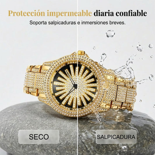 鈱� 隆50% DE DESCUENTO AHORA! 馃拵 Reloj Iced-Out para Hombre con Dial Giratorio 鈥� Cristales Brillantes, Cuarzo Preciso y Vidrio Mineral Resistente 鉁�