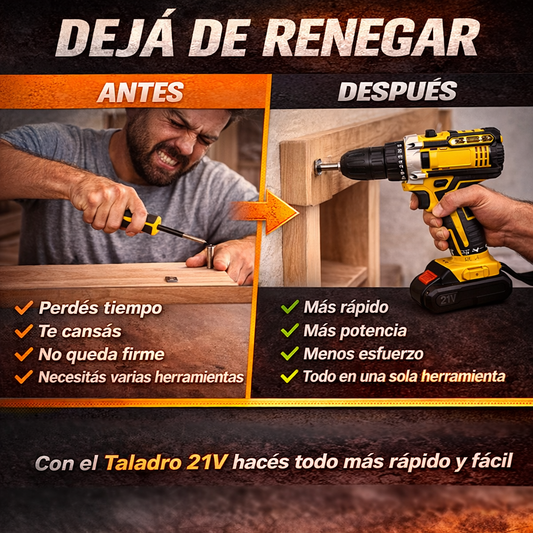 [PROMO] Taladro Inalambrico Industrial - 2 bater铆as + malet铆n + accesorios 馃敟